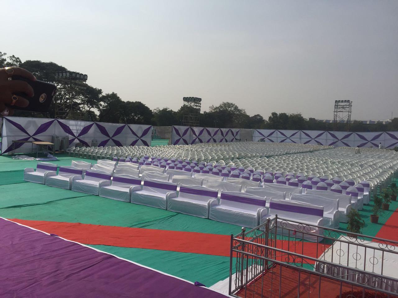 Massive open air government event seating
