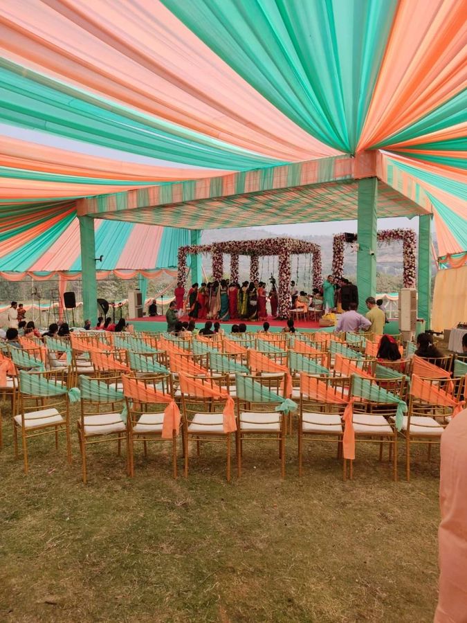 Heritage palace wedding teal draping
